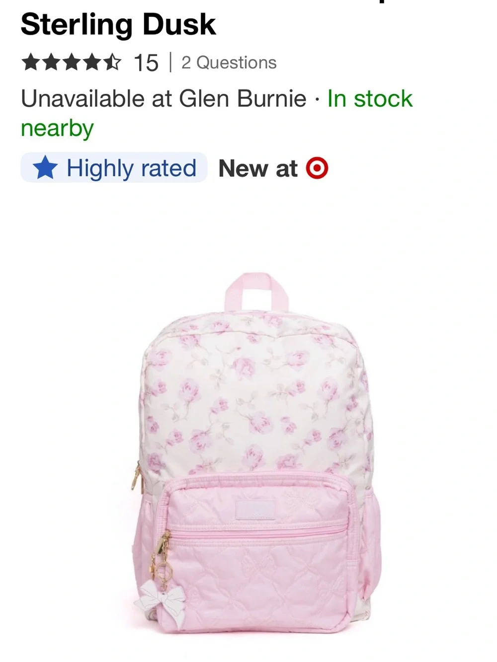 LoveShackFancy × Target - Yoobi Ribbon Rosa Backpack Sterling Dusk $89